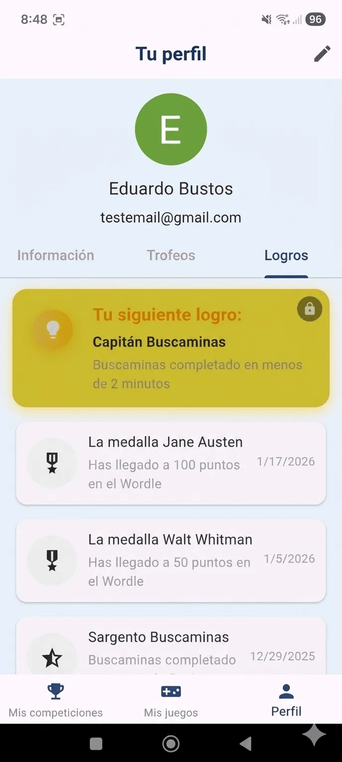 Succès débloqués sur le profil